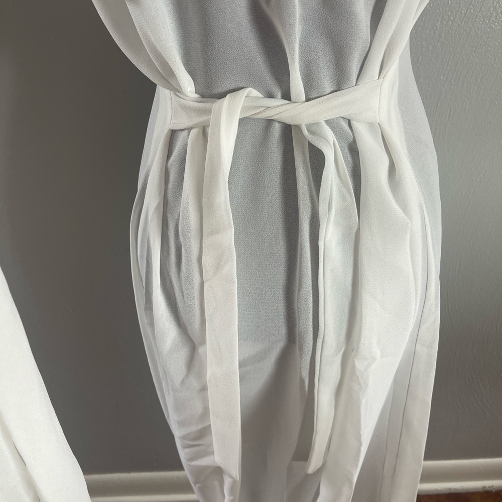 Red Black Embroidered Maxi Kaftan Dress with White Cape Overlay Size M - Picture 7 of 7